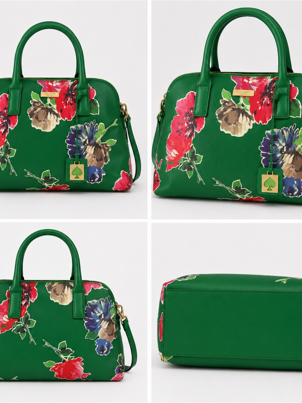 kate spade Green Floral Dome Satchel with Multicolor Blooms